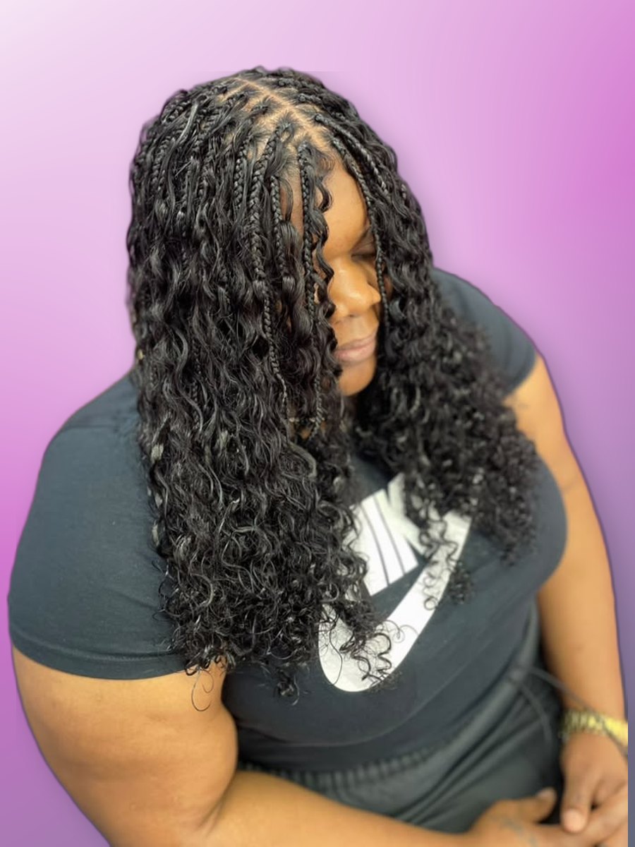 Small bohemian braids, shoulder length
