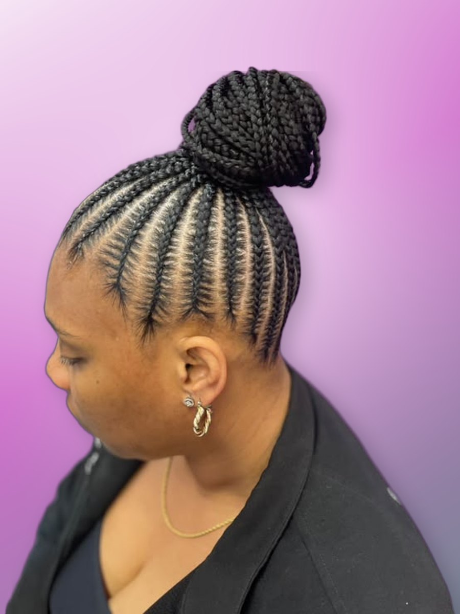 Stitch braids in a ponytail